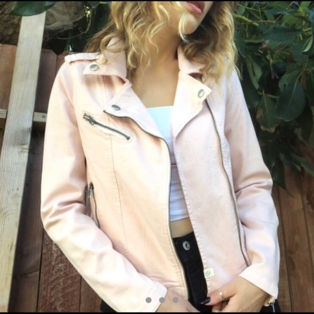 Treasure & Bond Light Pink Motorcycle Jacket, size xs